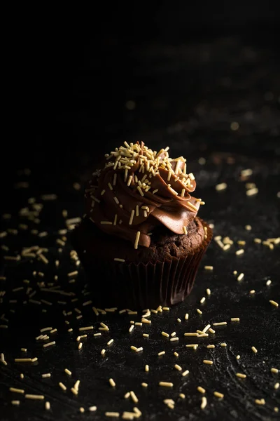 Cupcake de chocolate com cobertura — Fotografia de Stock