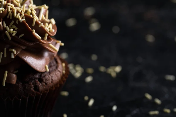 Cupcake de chocolate com cobertura — Fotografia de Stock