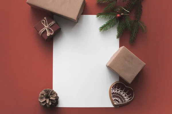 Empty card with christmas presents — Stock Photo
