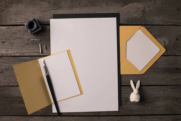 Composition of blank papers for invitations — Stock Photo