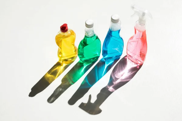Bottles of cleaning products — Stock Photo