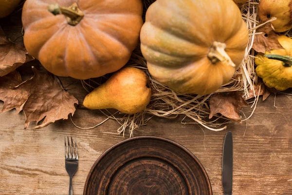 Ripe pumpkins on table — Stock Photo