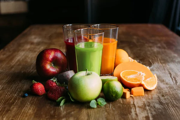 Various smoothies in glasses — Stock Photo