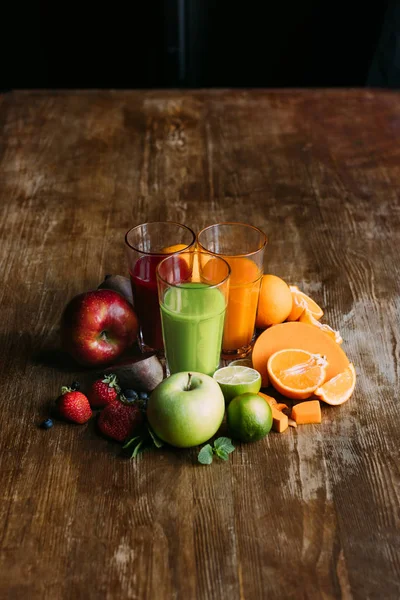 Various smoothies in glasses — Stock Photo