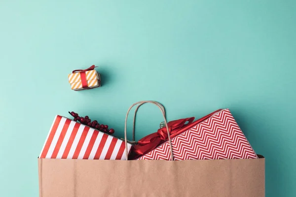 Presents in paper bag — Stock Photo