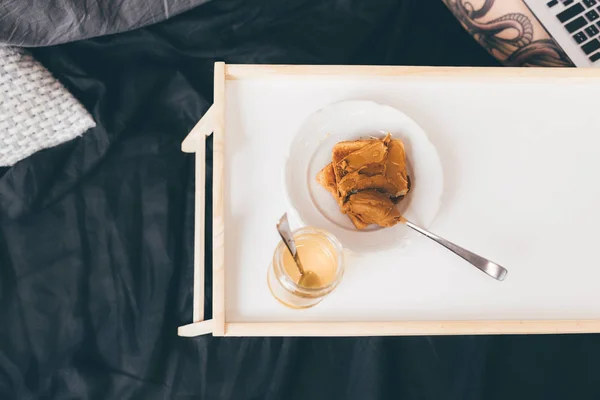 Toasts with peanut butter — Stock Photo