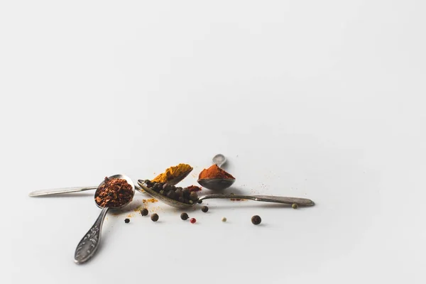 Spoons with various spices — Stock Photo