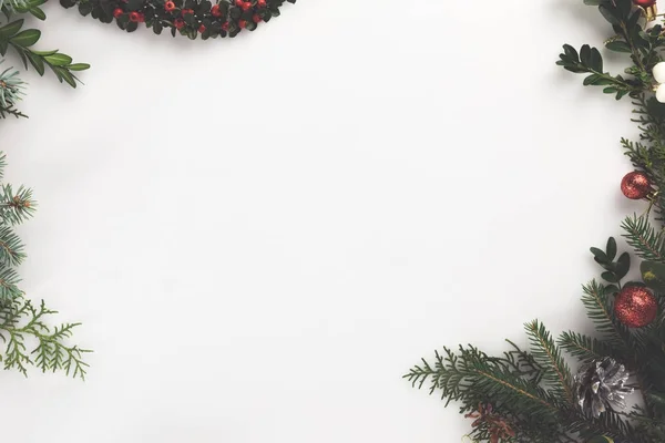 Christmas frame made of fir branches — Stock Photo