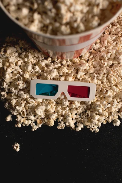 Popcorn with 3d glasses — Stock Photo