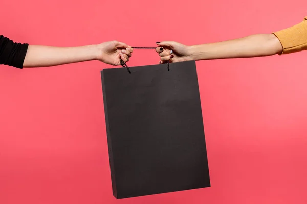 Mulheres puxando saco de compras — Fotografia de Stock