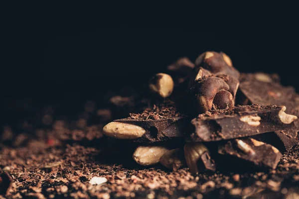Pile of chocolate with nuts — Stock Photo