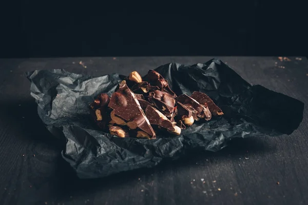Dark chocolate with nuts — Stock Photo