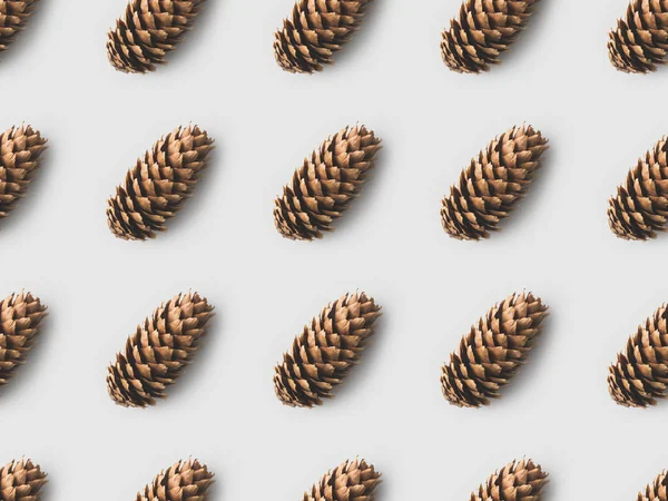 Pattern of pine cones on white surface — Stock Photo