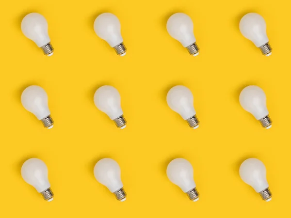 Cadre complet de disposition des ampoules isolées sur jaune — Photo de stock