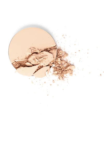 Top view of crushed cosmetic powder isolated on white — Stock Photo