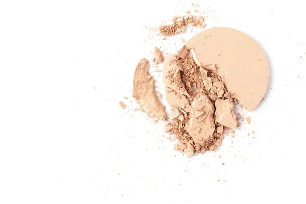 Cracked circle of cosmetic powder isolated on white — Stock Photo