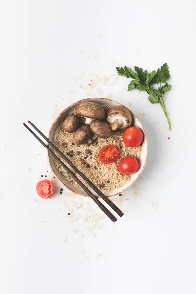 Composición laica plana de ingredientes de cocina china - foto de stock