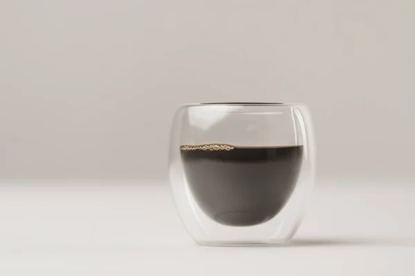 Double Walled Glass cup with coffee on white background — Stock Photo