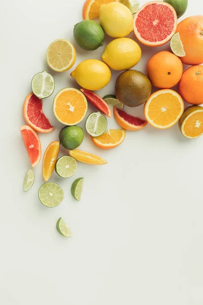 Sour citrus fruits isolated on white background — Stock Photo