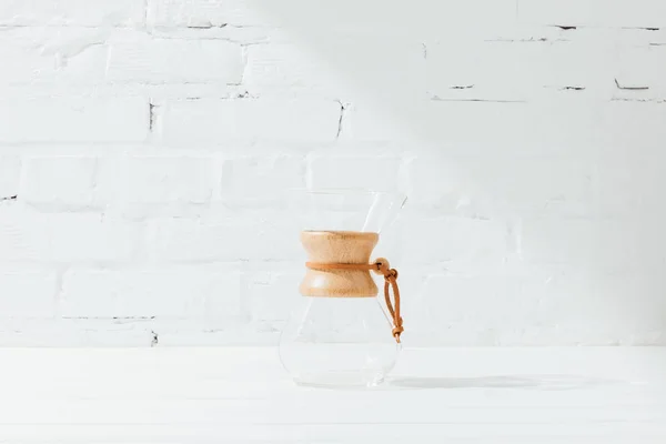 Close up shot of empty chemex on white table — Stock Photo