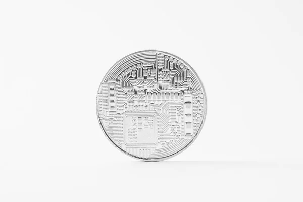 Close-up shot of bitcoin isolated on white — Stock Photo