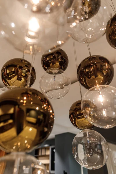 Decorative modern shiny spherical chandelier — Stock Photo