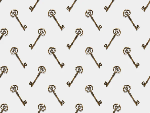 Seamless pattern with vintage keys on white background — Stock Photo