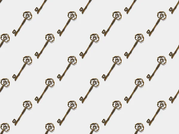 Seamless pattern with vintage keys on white background — Stock Photo