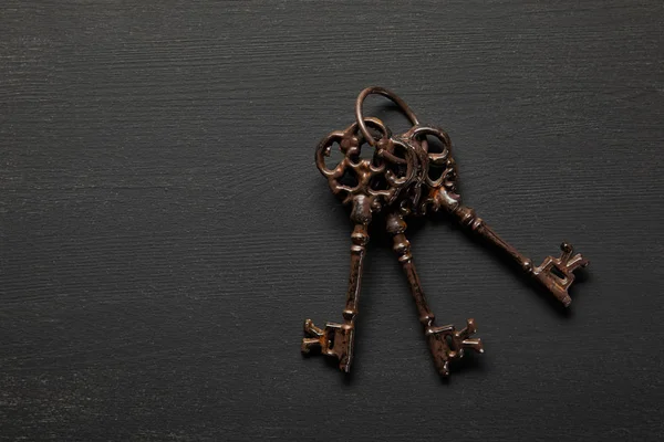 Top view of vintage rusty on black background — Stock Photo