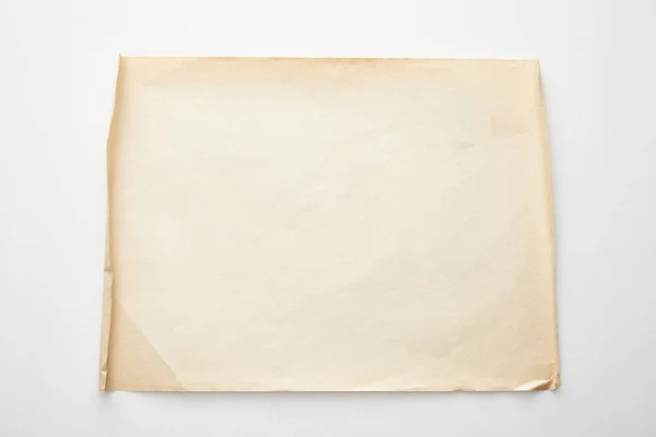 Top view of empty vintage paper on white background — Stock Photo