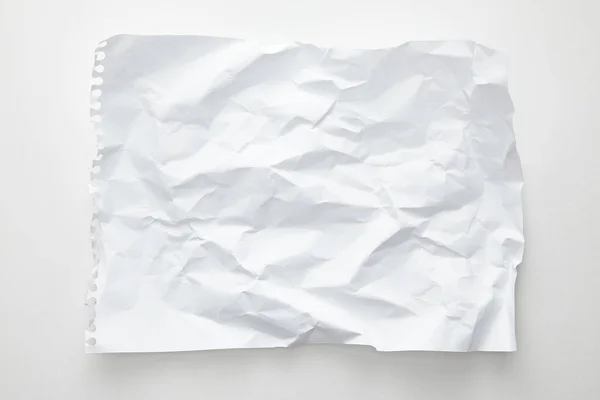 Top view of empty crumpled paper on white background — Stock Photo