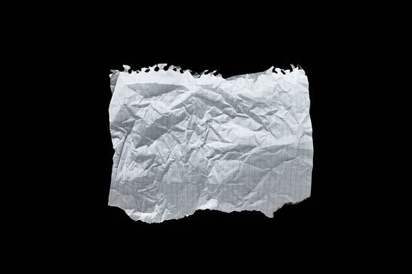 Сверху вид пустой белой скомканной бумаги, изолированной на черном — стоковое фото