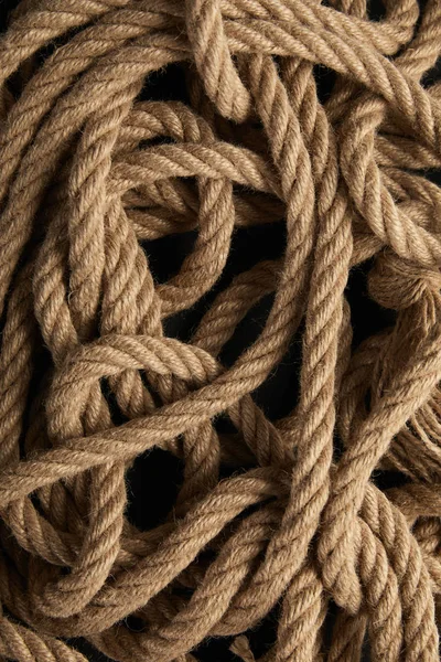 Top view of rope on black background — Stock Photo