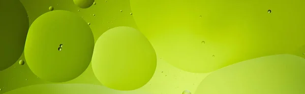 Plan panoramique de fond abstrait de bulles d'eau et d'huile mélangées de couleur verte — Photo de stock