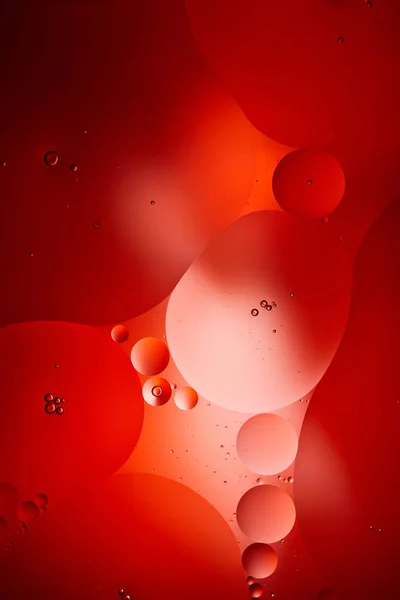 Креативний абстрактний червоний кольоровий фон зі змішаної води та олійних бульбашок — стокове фото
