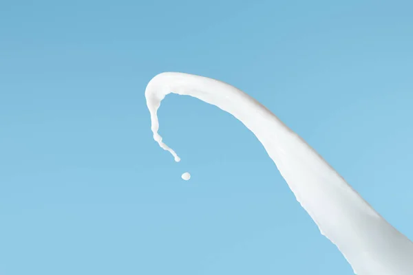 Éclaboussure de lait blanc frais isolé sur bleu — Photo de stock