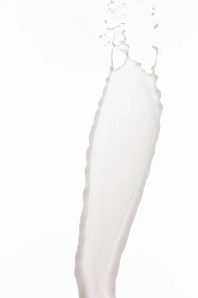 Respingo de leite branco fresco puro isolado no branco — Fotografia de Stock