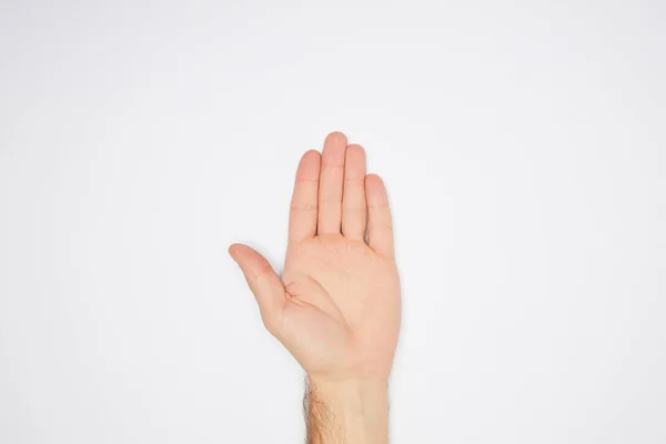Ansicht von oben der männlichen offenen Handfläche isoliert auf weiß — Stockfoto
