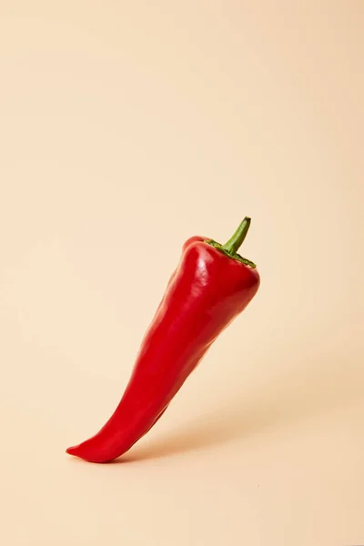 Raw red hot chili pepper on beige with copy space — Stock Photo