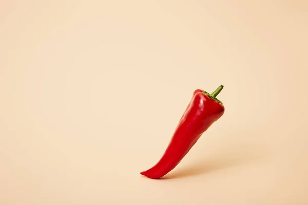 Ripe red hot chili pepper on beige with copy space — Stock Photo