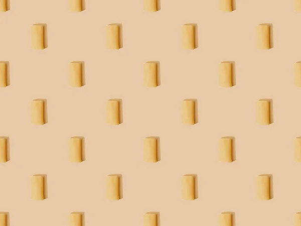 Draufsicht auf frische Cannelloni auf beigem Hintergrund, nahtloses Muster — Stockfoto