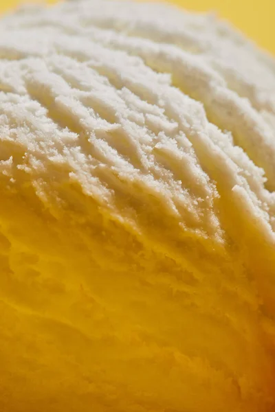 Close up view of fresh white tasty textured ice cream ball — Stock Photo