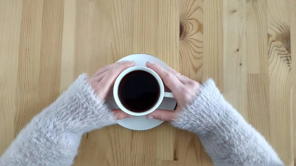 Morgens Schwarzer Heißer Kaffee Für Einen Blogger — Stockfoto