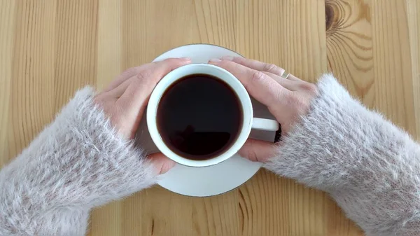 Morgens Schwarzer Heißer Kaffee Für Einen Blogger — Stockfoto