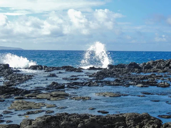 Costa Rugosa Lava Rocas Geológicas Desgastadas Maravillas Llaman Dientes Dragones — Foto de Stock