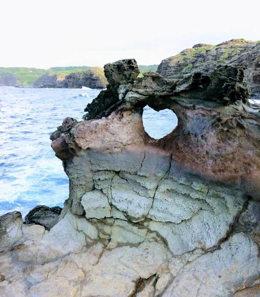 Heart Shape Geological Formation Naturally Occurring Lava Rock Wall Nakalele — Stock Photo, Image