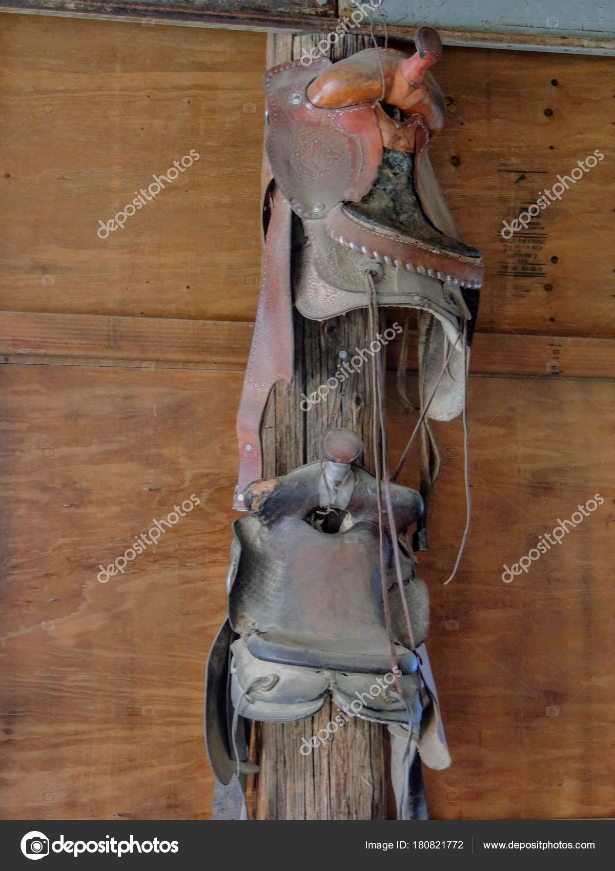 Old Horse Saddles Hanging Barn Row Stock Photo C Jeremyarnica