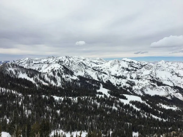 Winter Majestätische Ausblicke Rund Wasatch Front Felsigen Bergen Brighton Skigebiet — Stockfoto