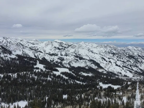 Téli Fenséges Kilátást Wasatch Első Sziklás Hegység Brighton Ski Resort — Stock Fotó