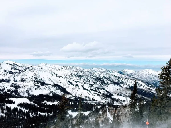 Зимний Величественный Вид Вокруг Wasatch Front Rocky Mountains Brighton Ski — стоковое фото